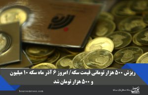 ریزش ۵۰۰ هزار تومانی قیمت سکه/ امروز ۶ آذر ماه سکه ۱۰ میلیون و ۵۰۰ هزار تومان شد